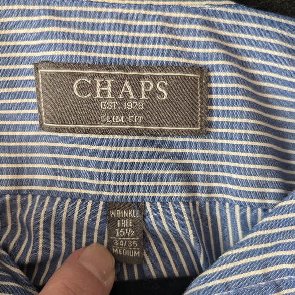 CHAPS Slim fit Striped Button-Down Dress Shirt, Sz. 34/35 MEDIUM - Picture 7 of 7